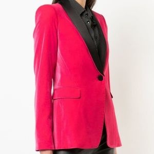 Alice + Olivia Macey Strong Shoulder Velvet Blazer